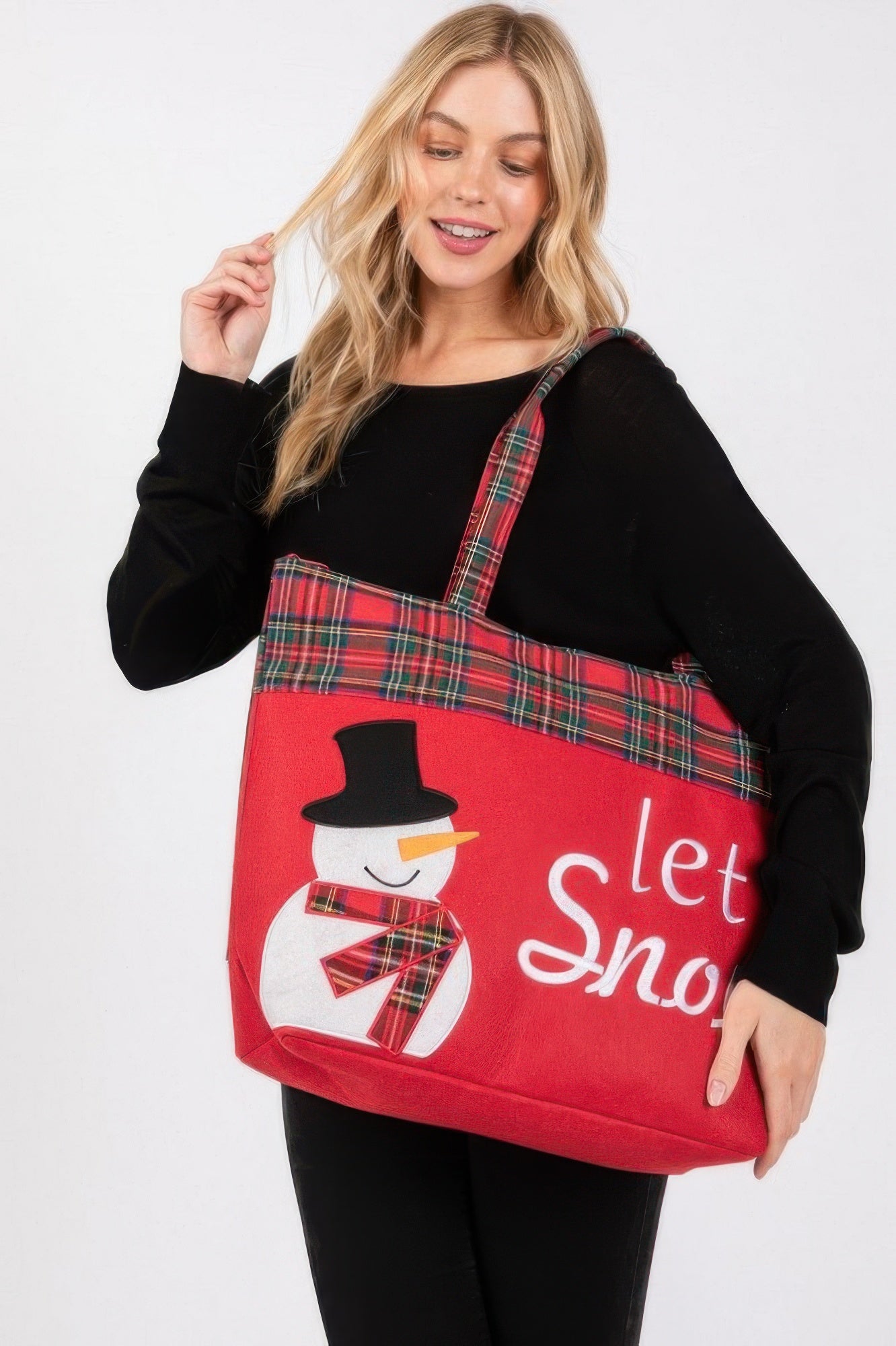 Let It Snow Letter Snowman Christmas Tote Bag - ZumBuys