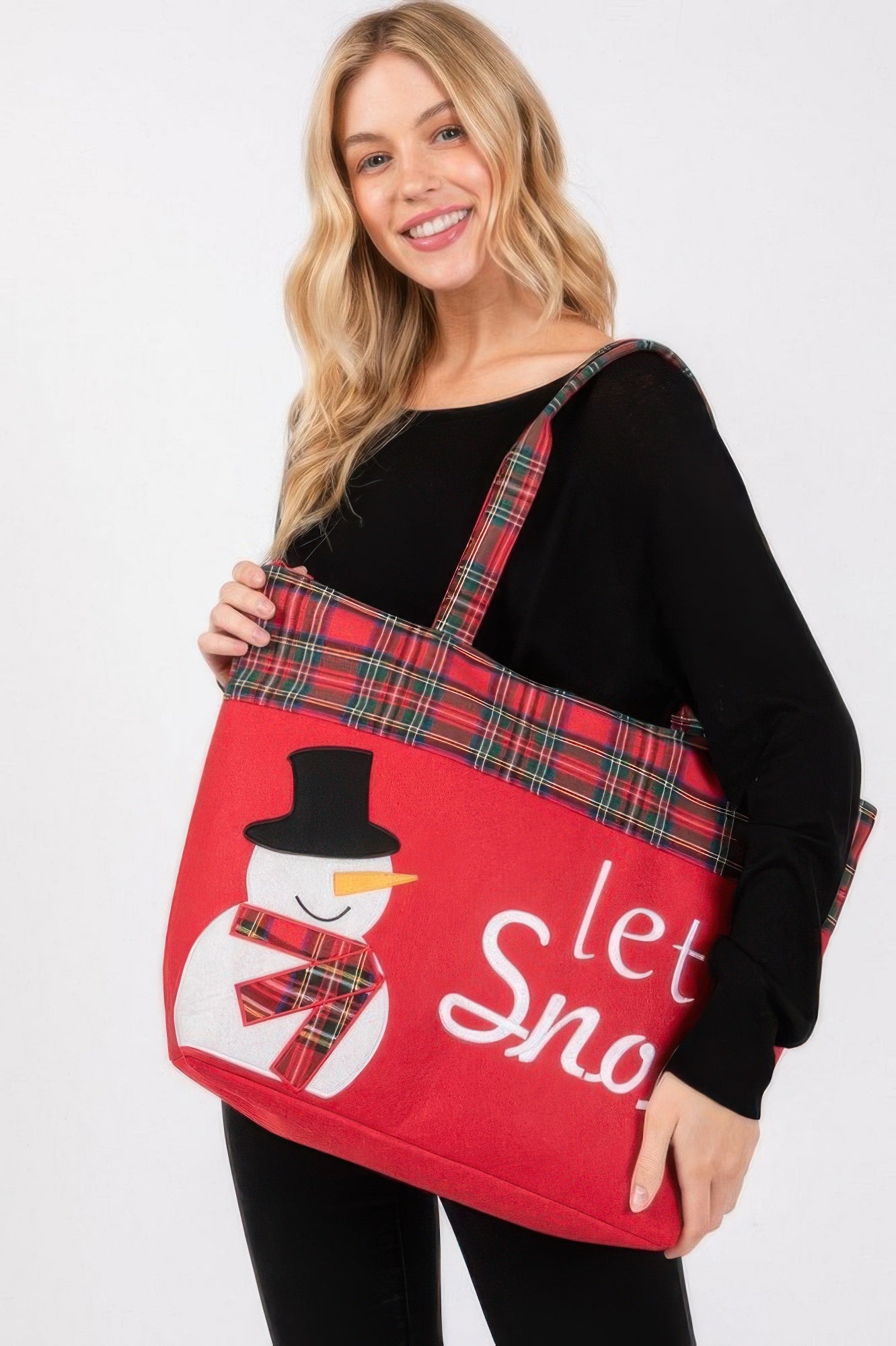 Let It Snow Letter Snowman Christmas Tote Bag - ZumBuys