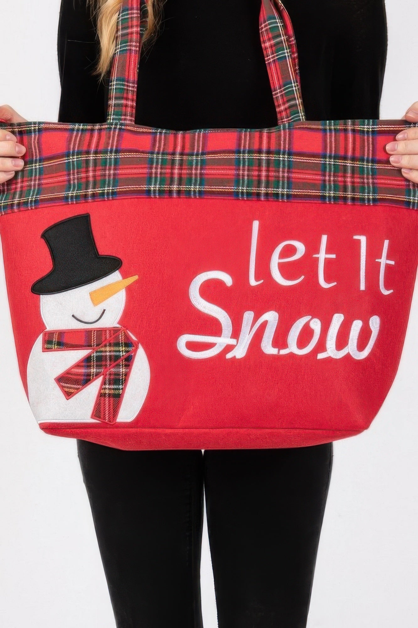 Let It Snow Letter Snowman Christmas Tote Bag - ZumBuys