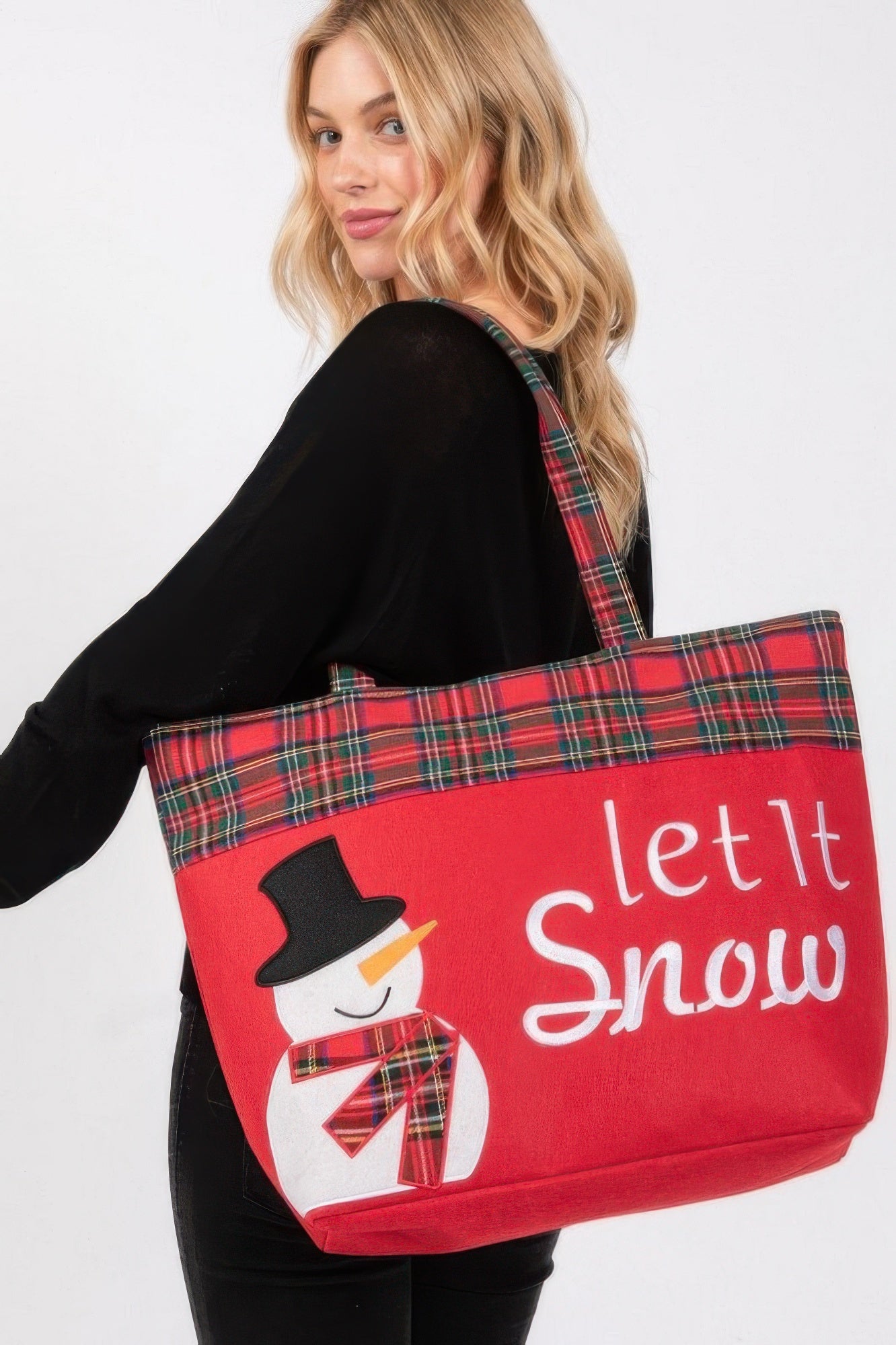 Let It Snow Letter Snowman Christmas Tote Bag - ZumBuys