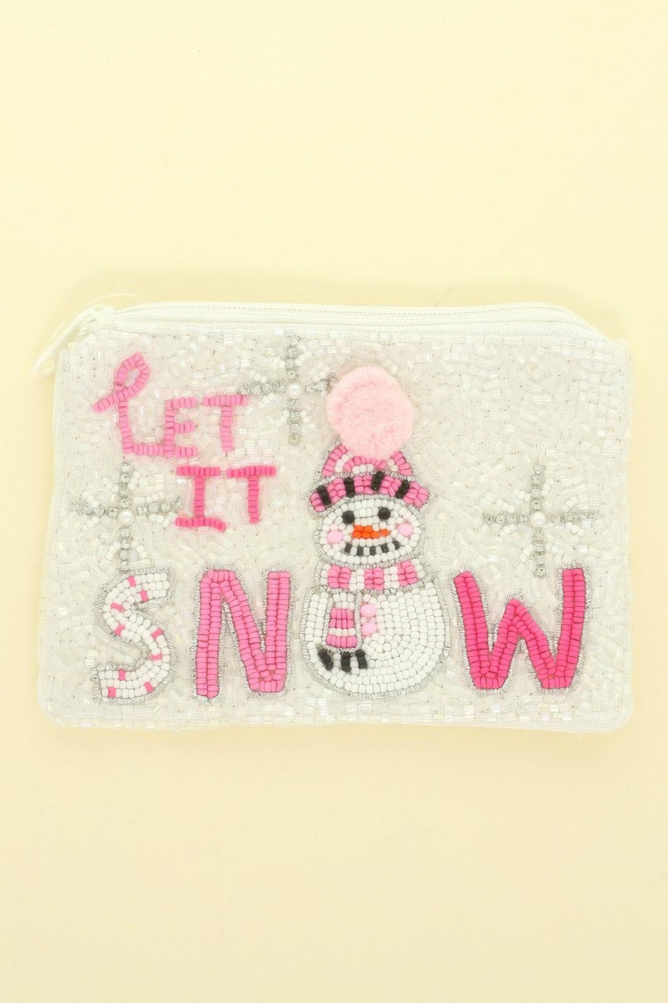 Let It Snowman Rhinestone Seed Bead Coin Bag - ZumBuys