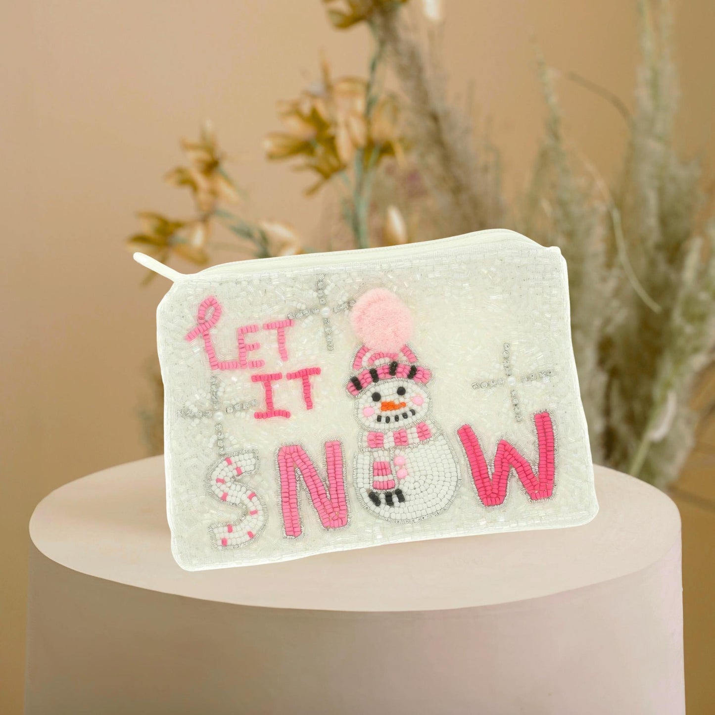 Let It Snowman Rhinestone Seed Bead Coin Bag - ZumBuys