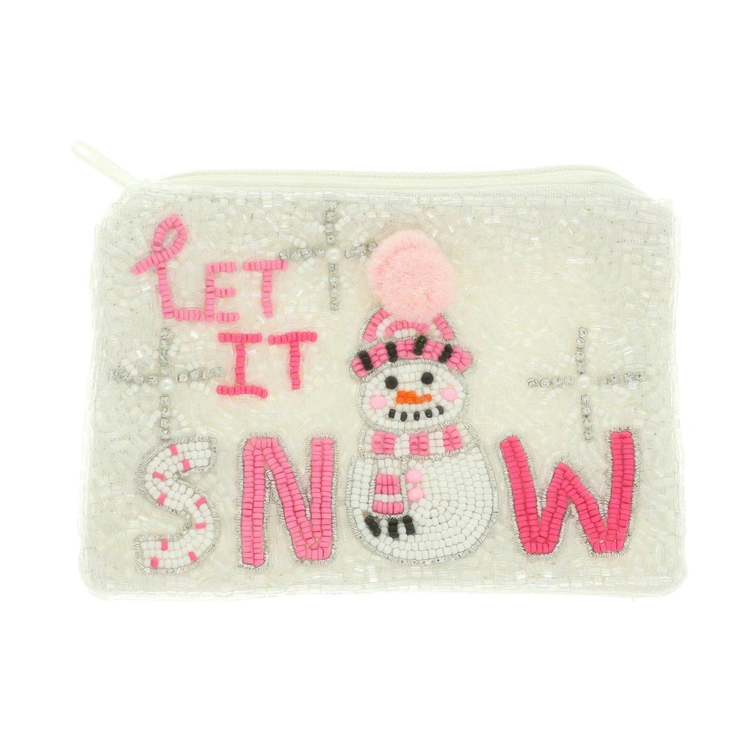 Let It Snowman Rhinestone Seed Bead Coin Bag - ZumBuys