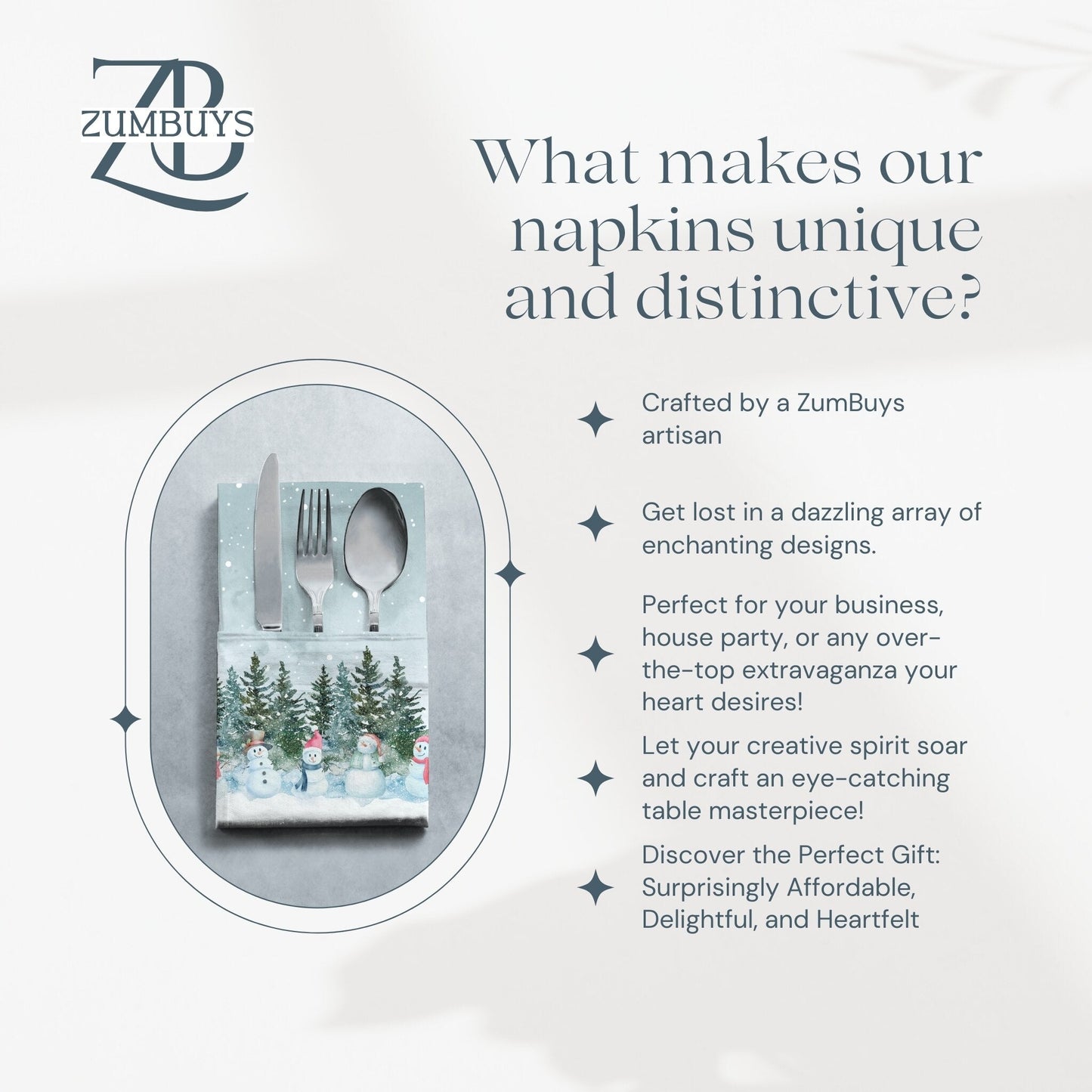 Let it Snowmen Cloth Napkin Set of 4 - ZumBuys