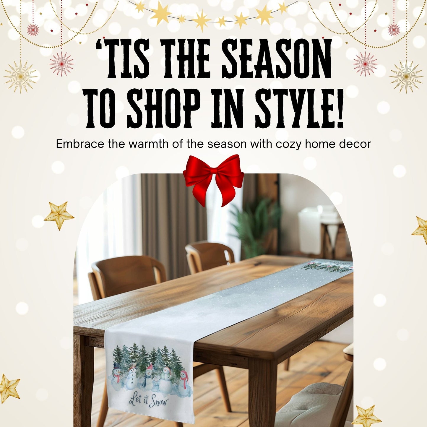 Let it Snowmen Table Runner (Cotton or Poly) - ZumBuys