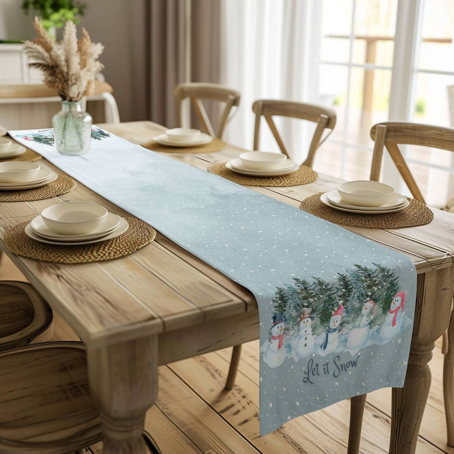 Let it Snowmen Table Runner (Cotton or Poly) - ZumBuys