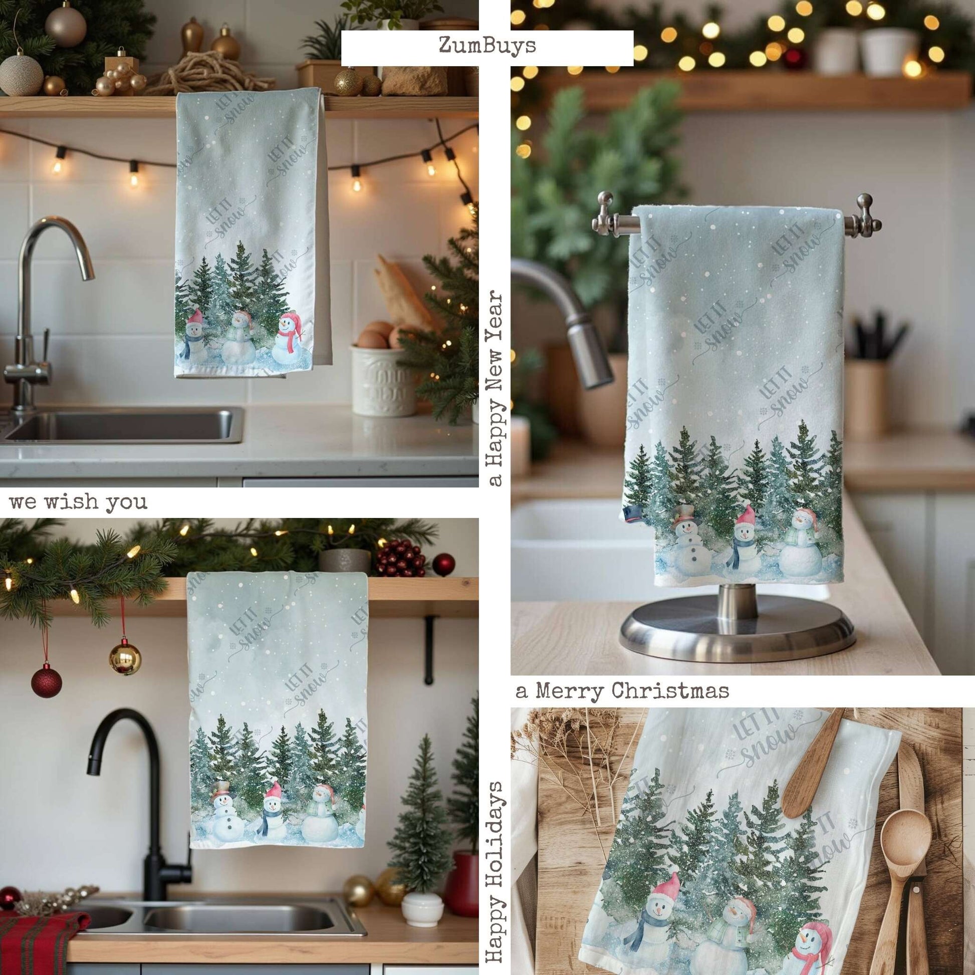 Let it Snowmen Tea Towels (cotton, poly) - ZumBuys