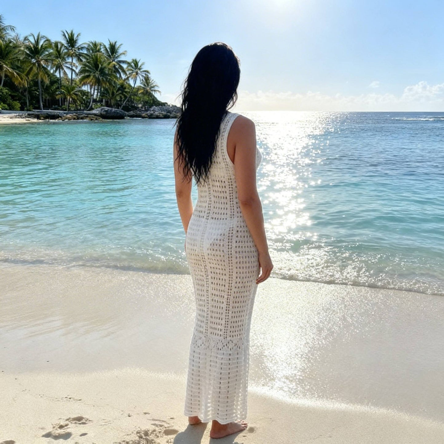 Long Maxi Dress Cover Up Beach Crochet - ZumBuys