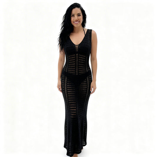 Long Maxi Dress Cover Up Beach Crochet - ZumBuys