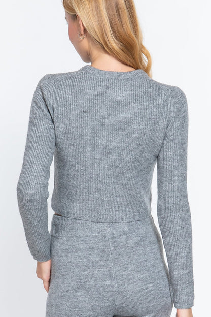 Long Sleeve Crew Neck Sweater Top - ZumBuys