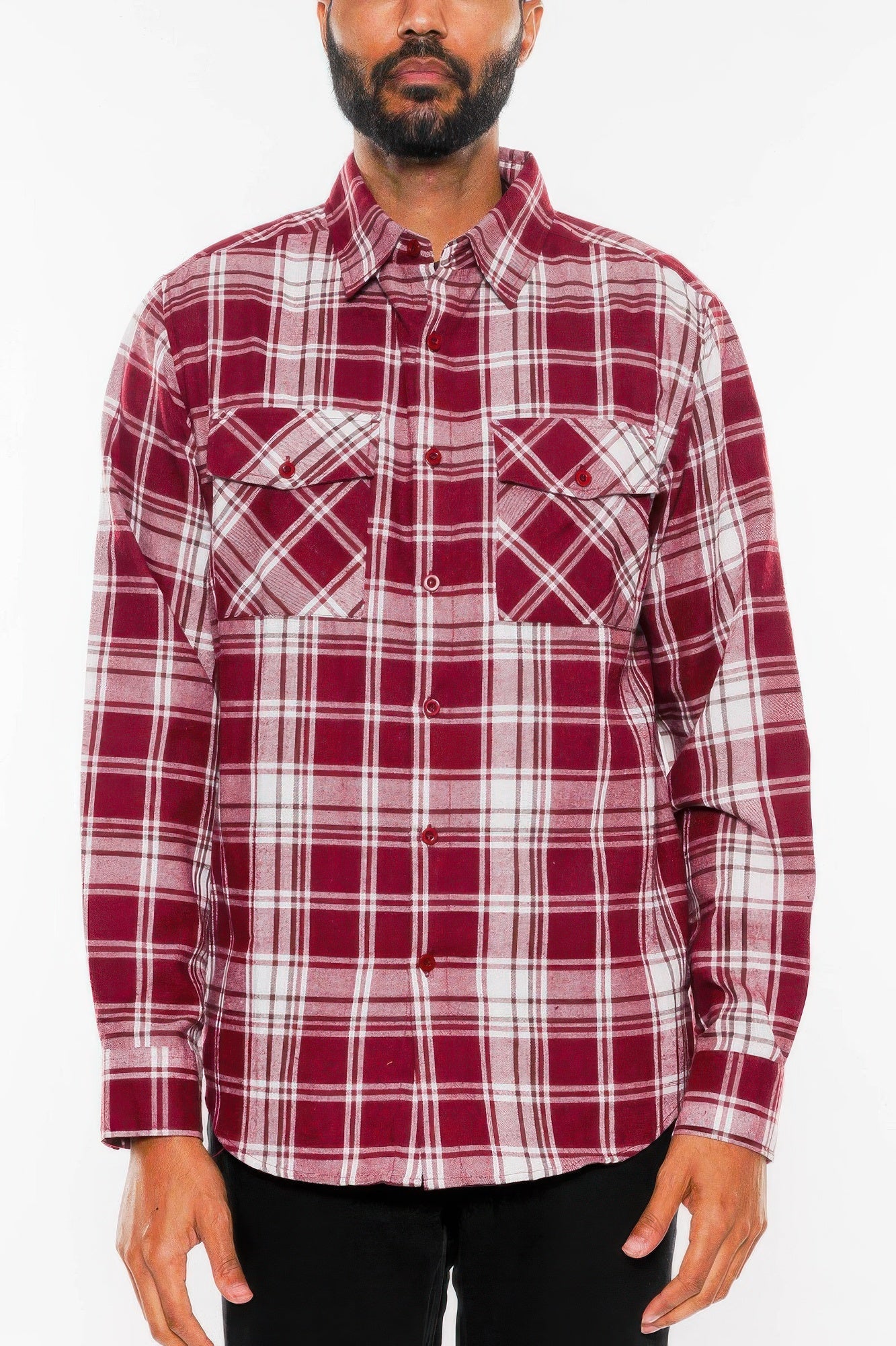 Long Sleeve Flannel Full Plaid Checkered Shirt - ZumBuys