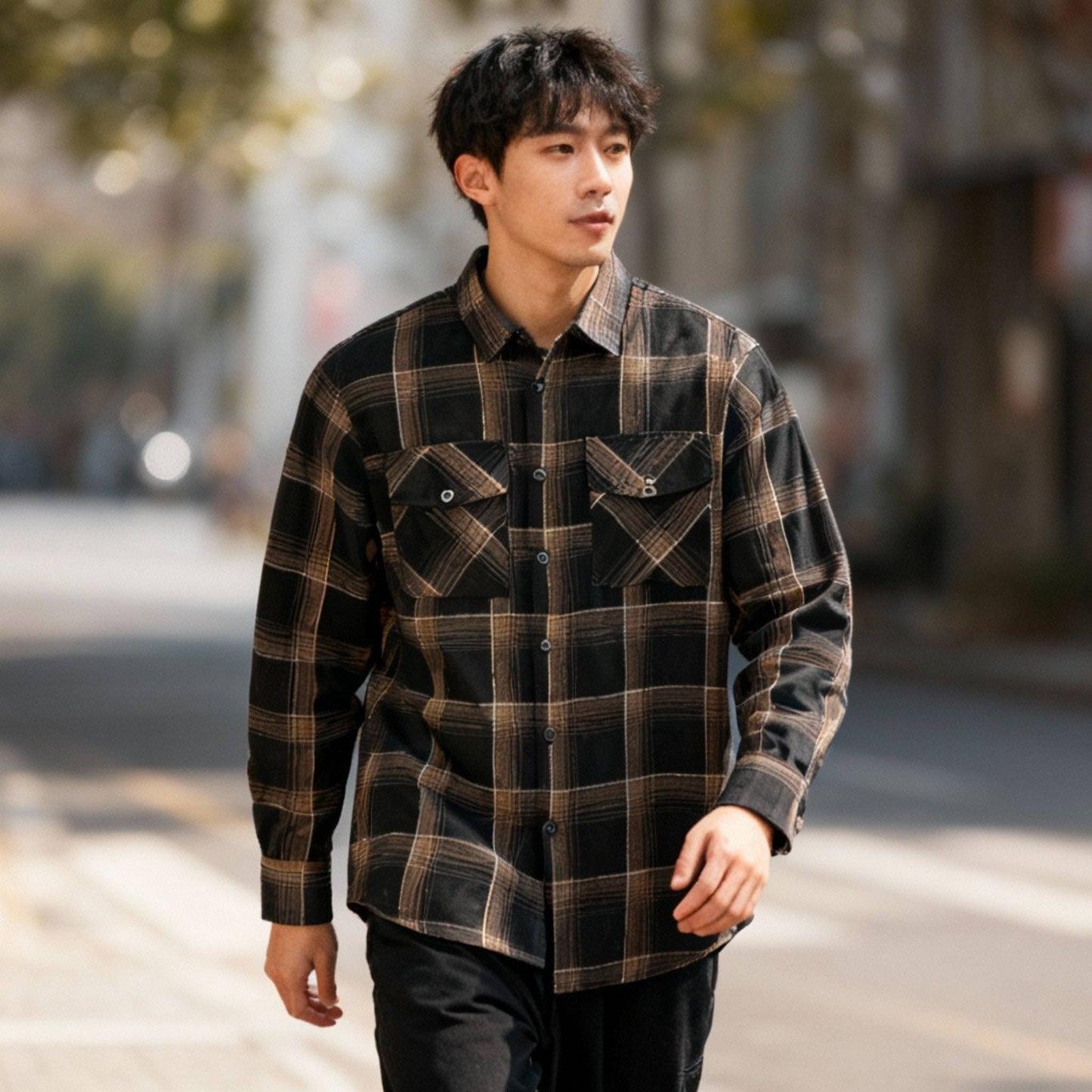 Long Sleeve Flannel Full Plaid Checkered Shirt - ZumBuys