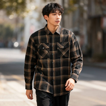 Long Sleeve Flannel Full Plaid Checkered Shirt - ZumBuys