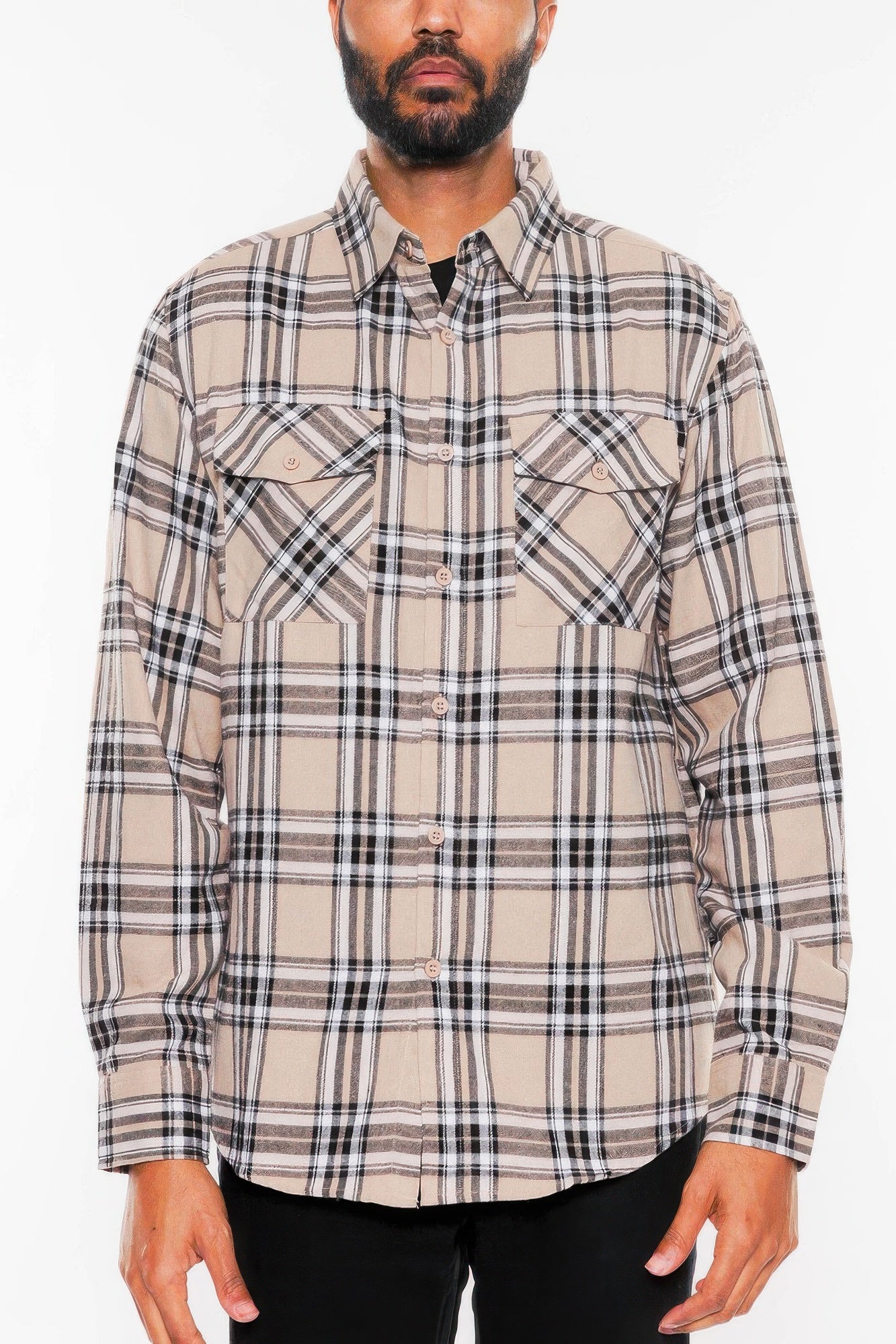 Long Sleeve Flannel Full Plaid Checkered Shirt - ZumBuys