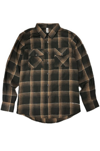 Long Sleeve Flannel Full Plaid Checkered Shirt - ZumBuys