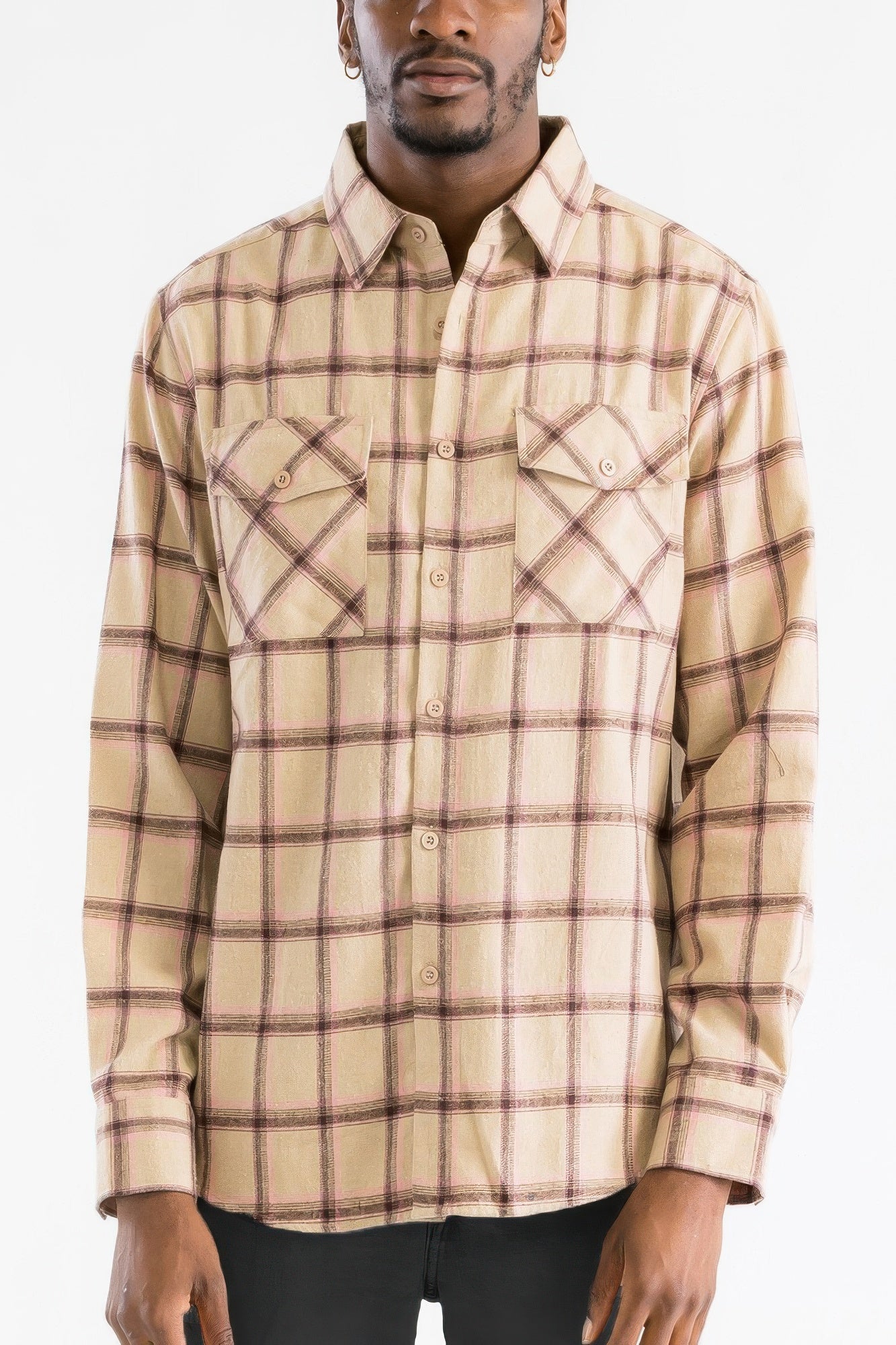 Long Sleeve Flannel Full Plaid Checkered Shirt - ZumBuys