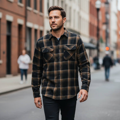 Long Sleeve Flannel Full Plaid Checkered Shirt - ZumBuys