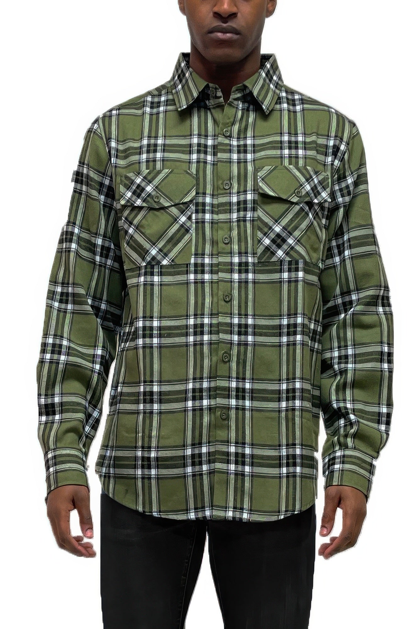 Long Sleeve Flannel Full Plaid Checkered Shirt - ZumBuys
