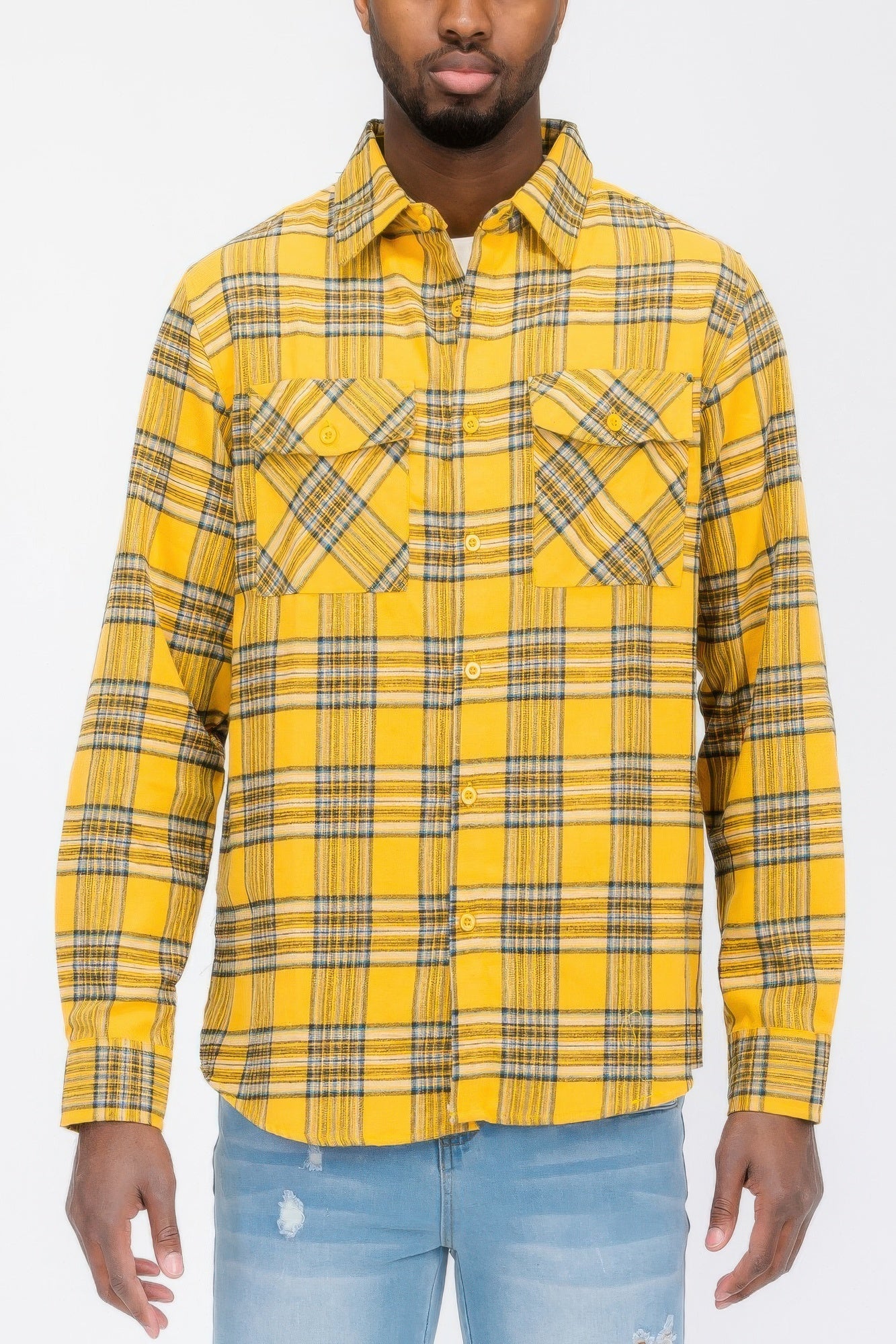 Long Sleeve Flannel Full Plaid Checkered Shirt - ZumBuys