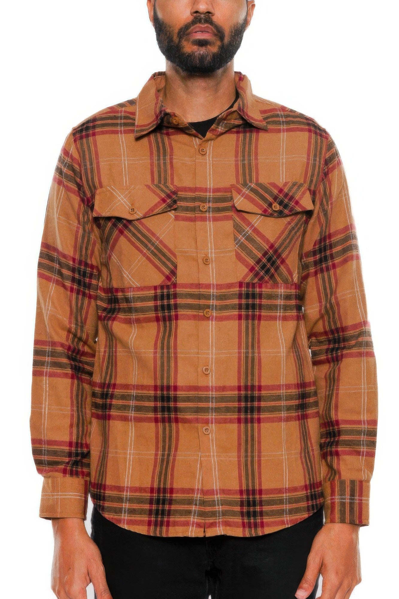 Long Sleeve Flannel Full Plaid Checkered Shirt - ZumBuys