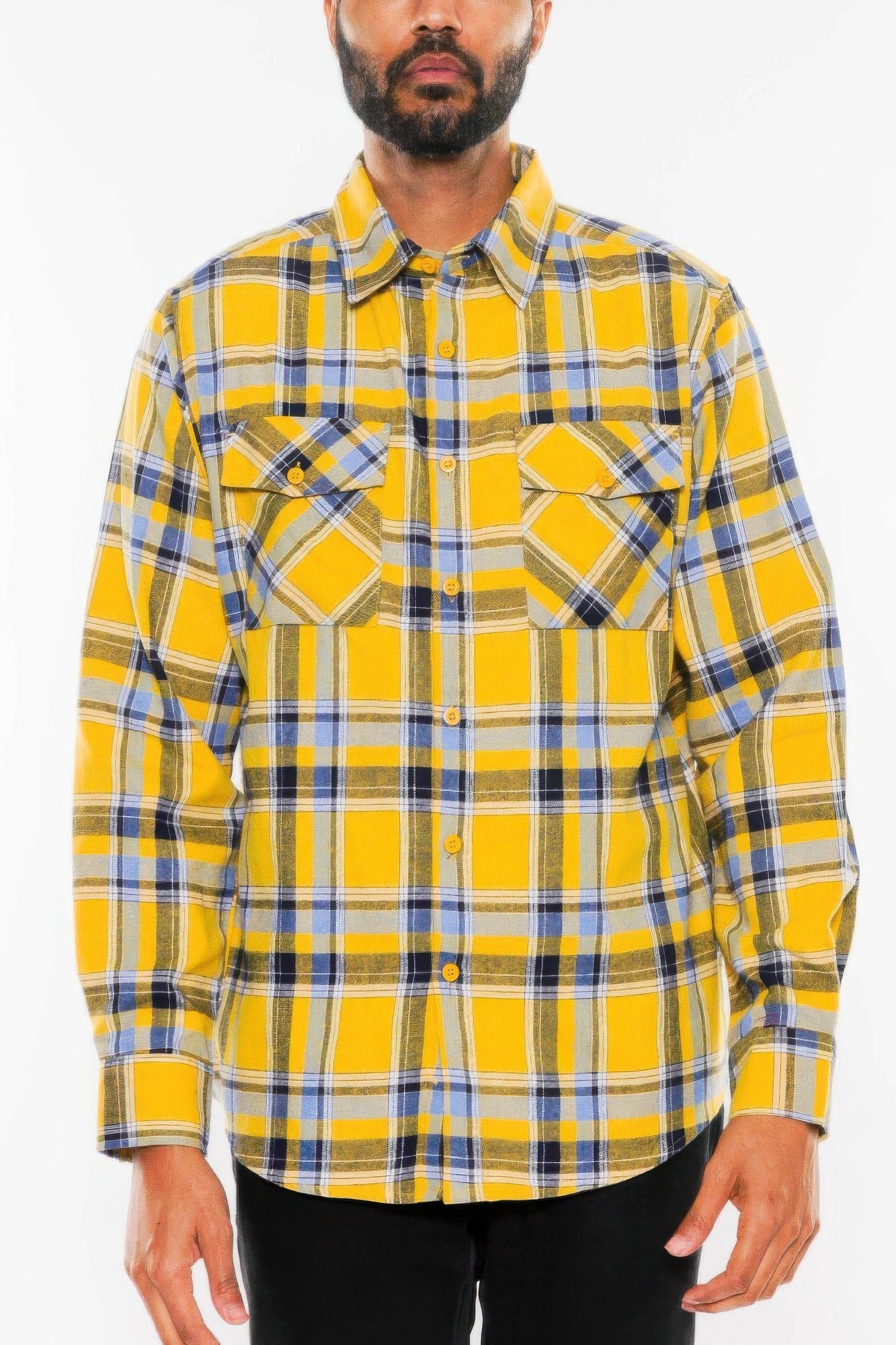 Long Sleeve Flannel Full Plaid Checkered Shirt - ZumBuys