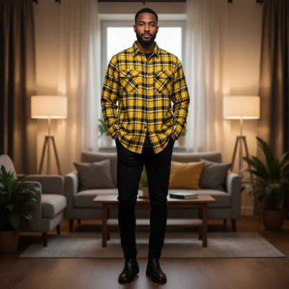 Long Sleeve Flannel Full Plaid Checkered Shirt - ZumBuys