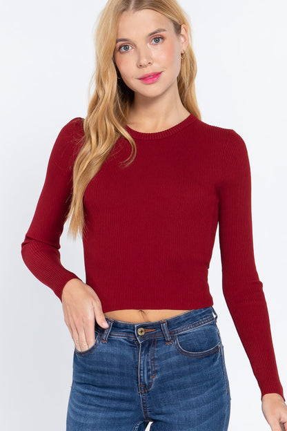 Long Sleeve Open Back Sweater Top - ZumBuys