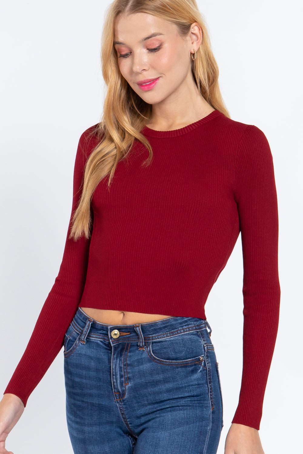 Long Sleeve Open Back Sweater Top - ZumBuys