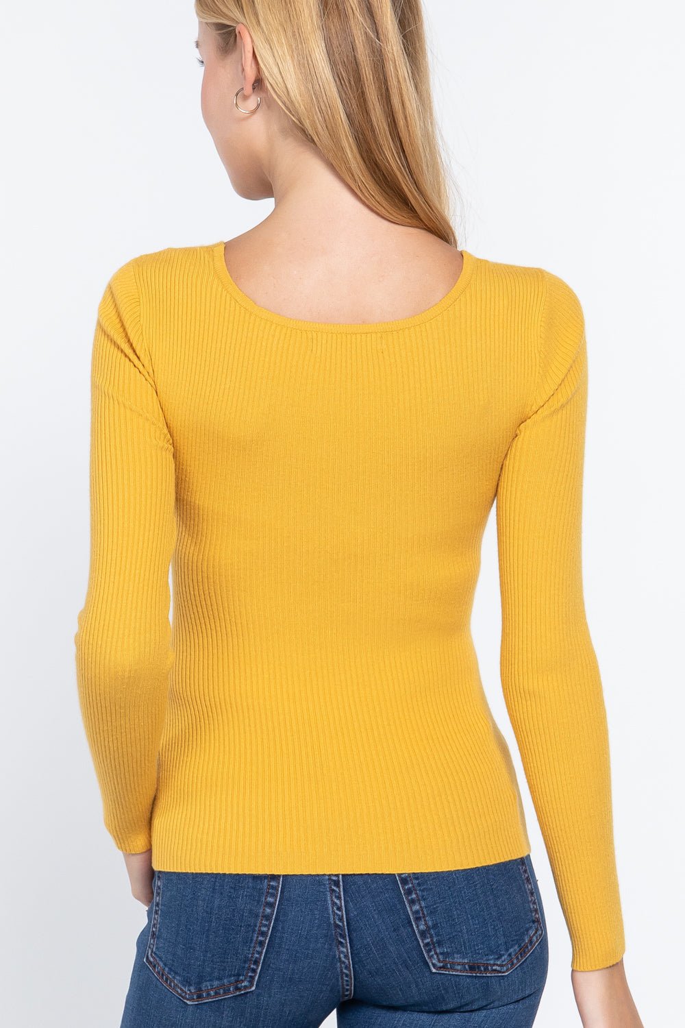 Long Sleeve V - neck Knotted Sweater - ZumBuys