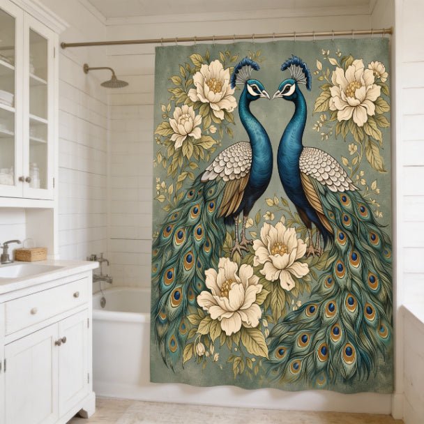 Magnolia Peacock Garden Shower Curtain - ZumBuys