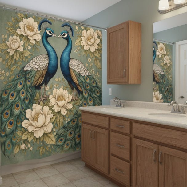 Magnolia Peacock Garden Shower Curtain - ZumBuys