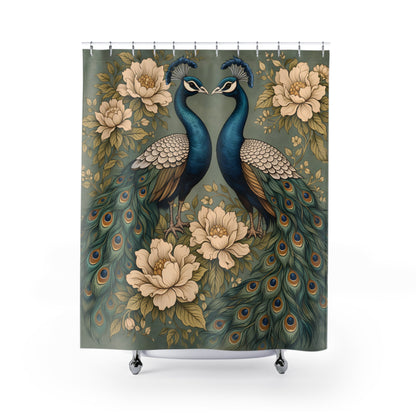 Magnolia Peacock Garden Shower Curtain - ZumBuys