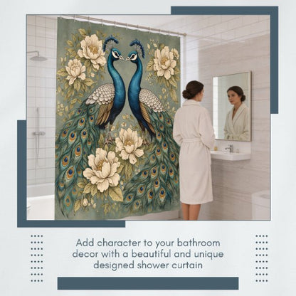 Magnolia Peacock Garden Shower Curtain - ZumBuys