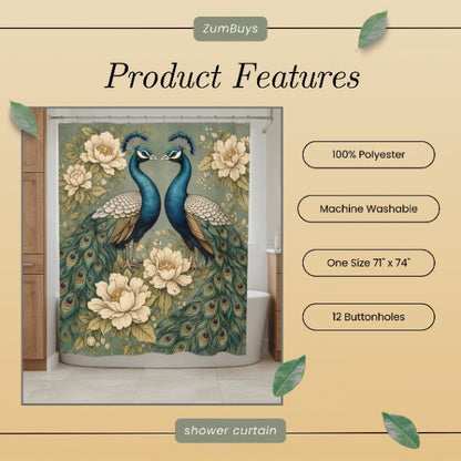 Magnolia Peacock Garden Shower Curtain - ZumBuys