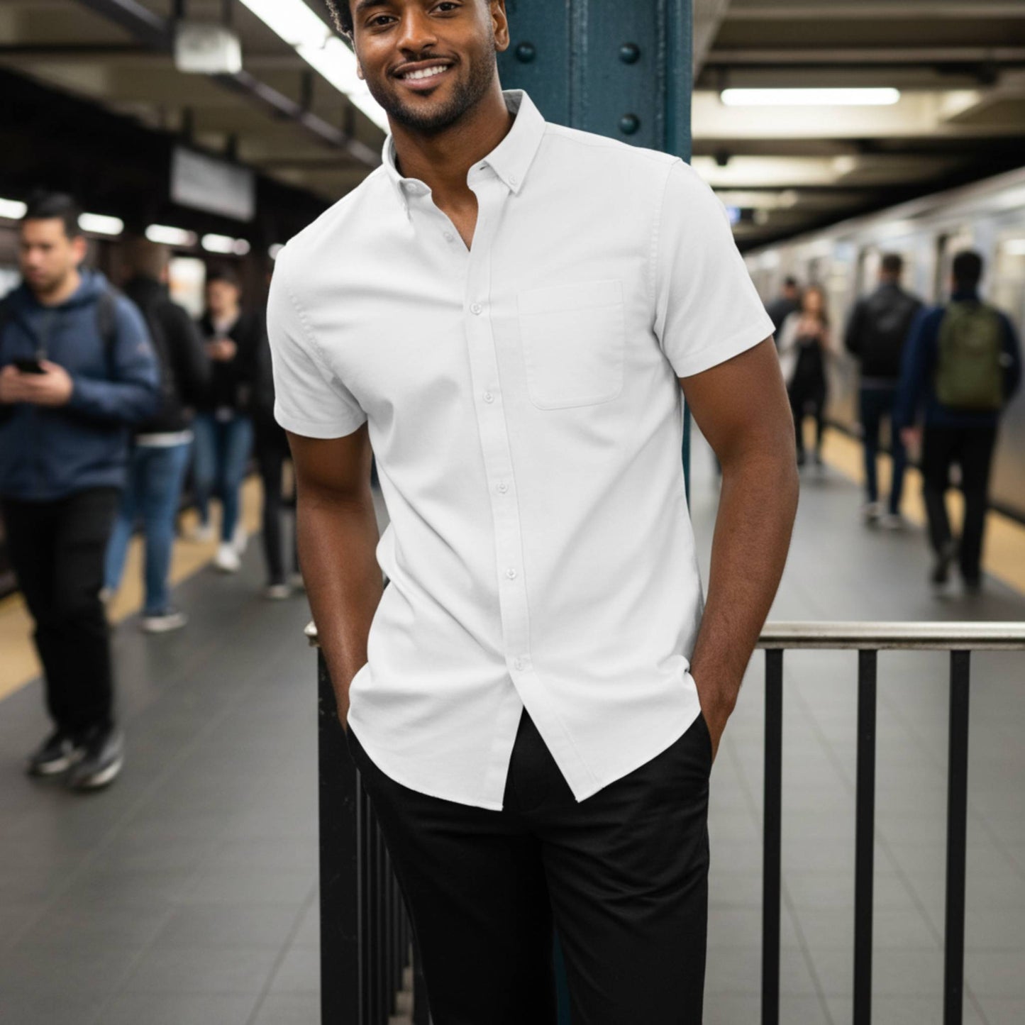 Men's Casual Short Sleeve Solid Shirts - ZumBuys