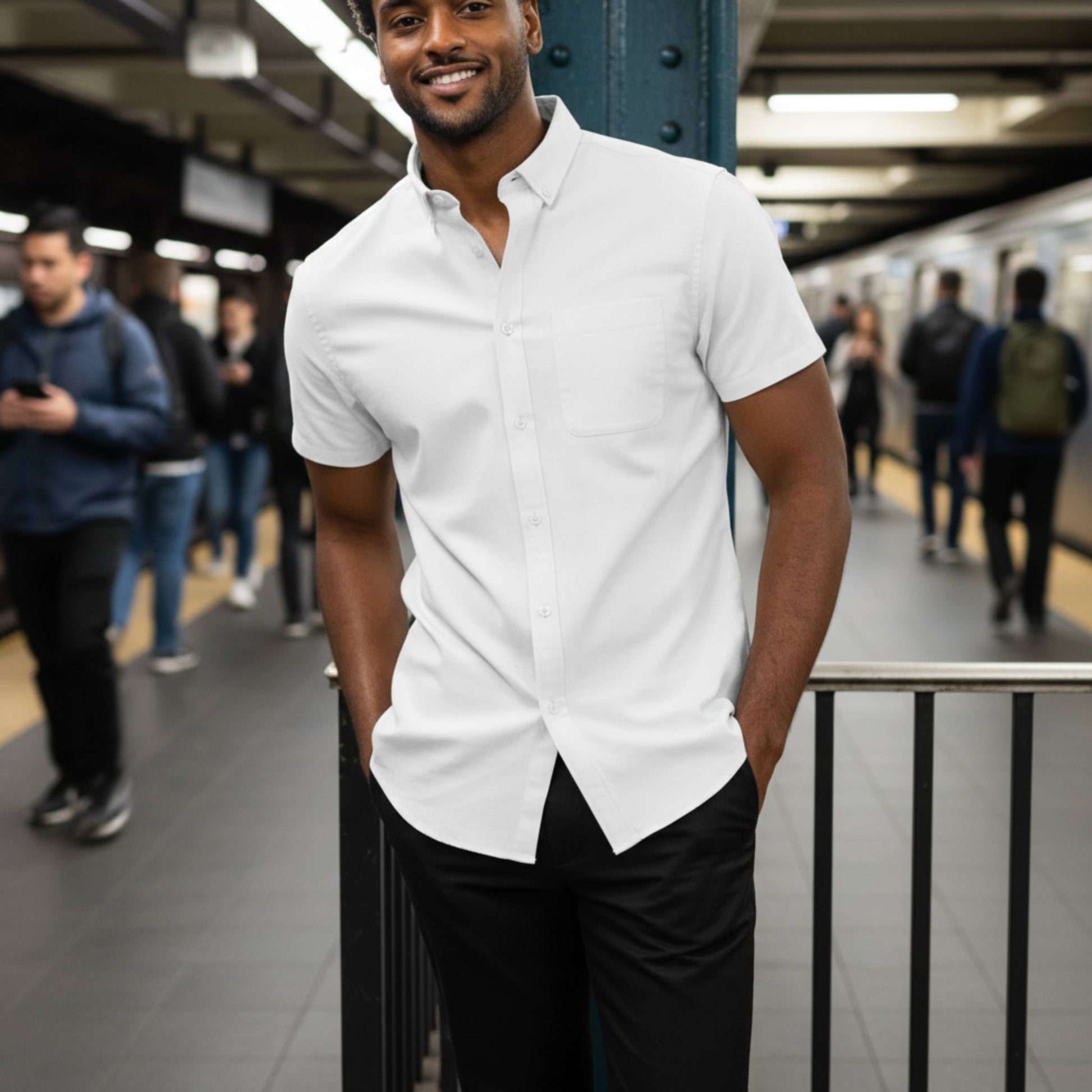 Men's Casual Short Sleeve Solid Shirts - ZumBuys