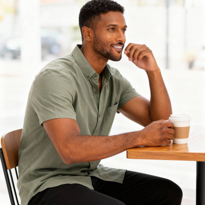 Men's Casual Short Sleeve Solid Shirts - ZumBuys