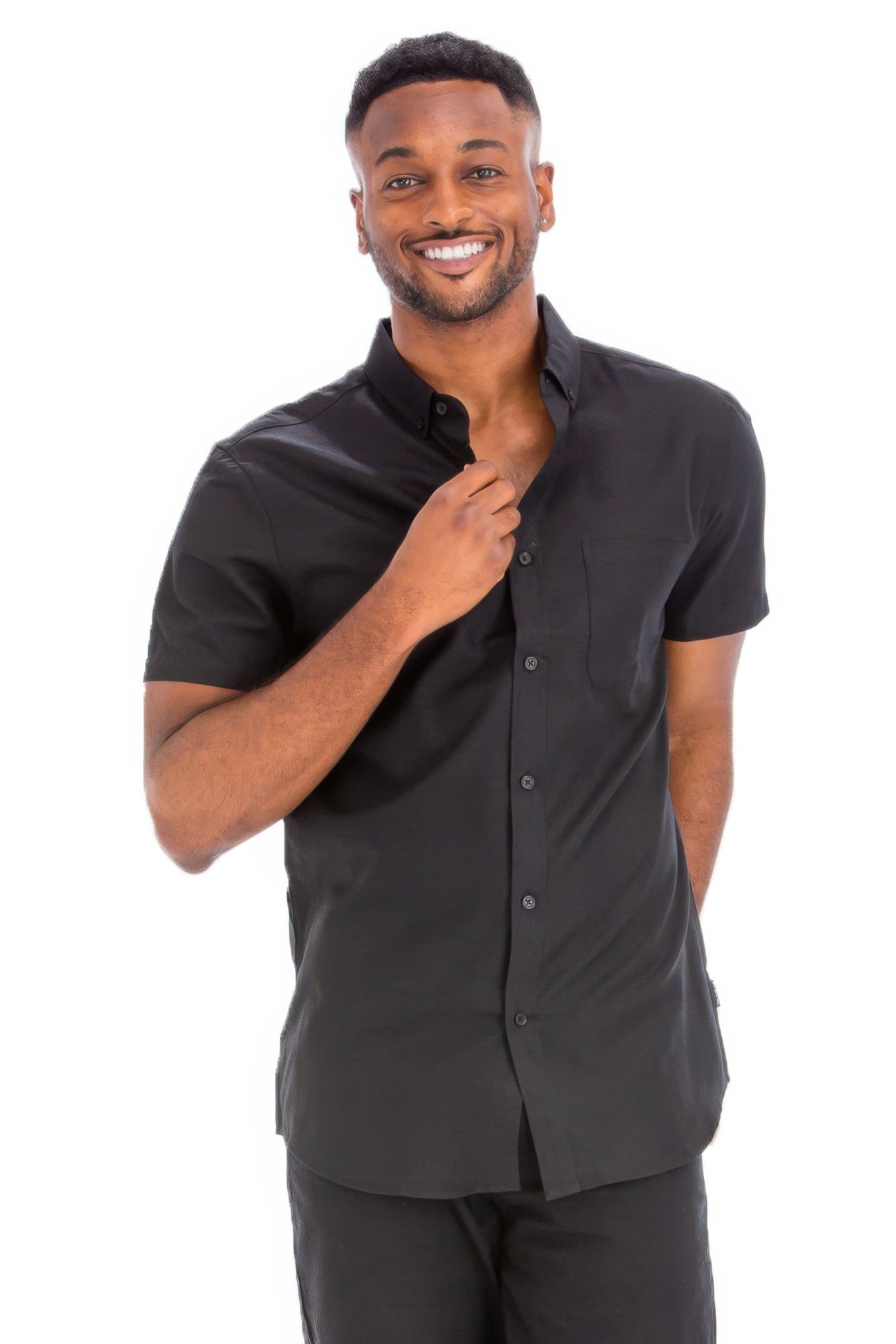 Men's Casual Short Sleeve Solid Shirts - ZumBuys
