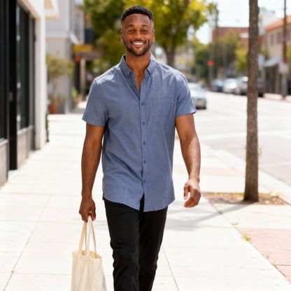 Men's Casual Short Sleeve Solid Shirts - ZumBuys