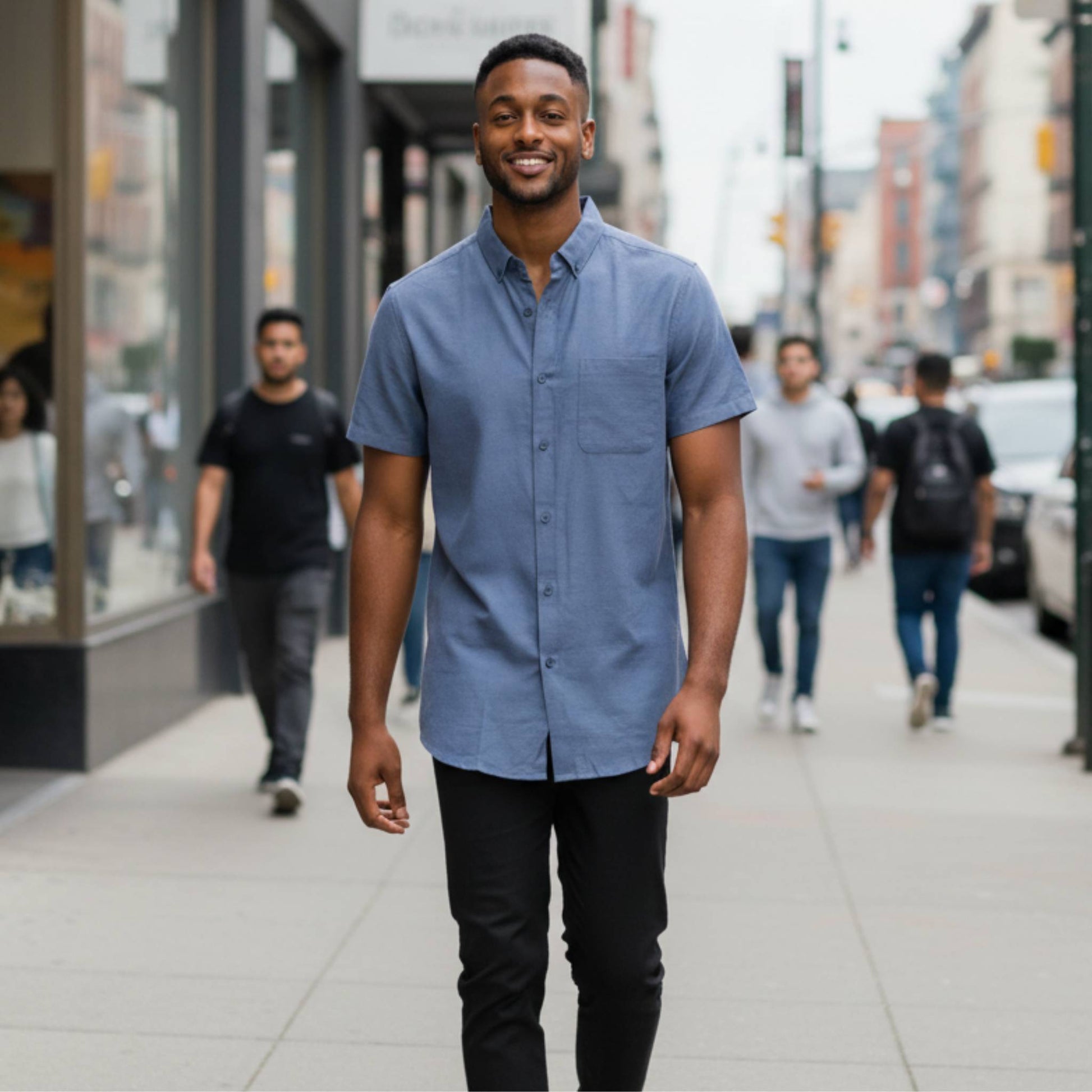 Men's Casual Short Sleeve Solid Shirts - ZumBuys