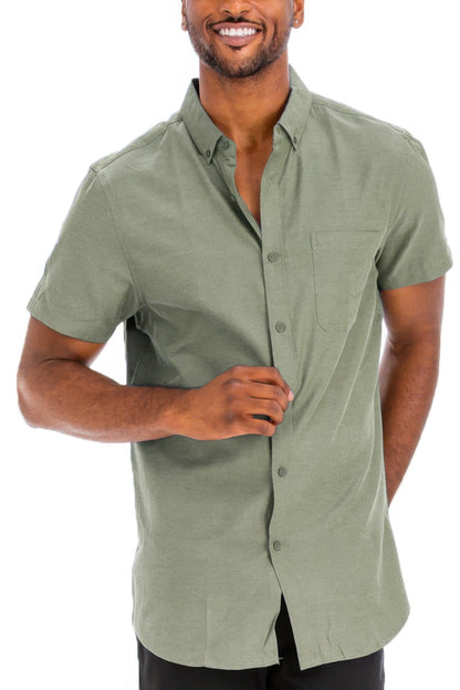 Men's Casual Short Sleeve Solid Shirts - ZumBuys