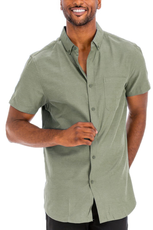 Men's Casual Short Sleeve Solid Shirts - ZumBuys