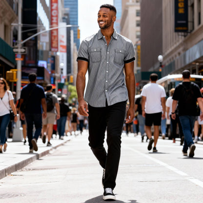 Men's Casual Short Sleeve Solid Shirts - ZumBuys