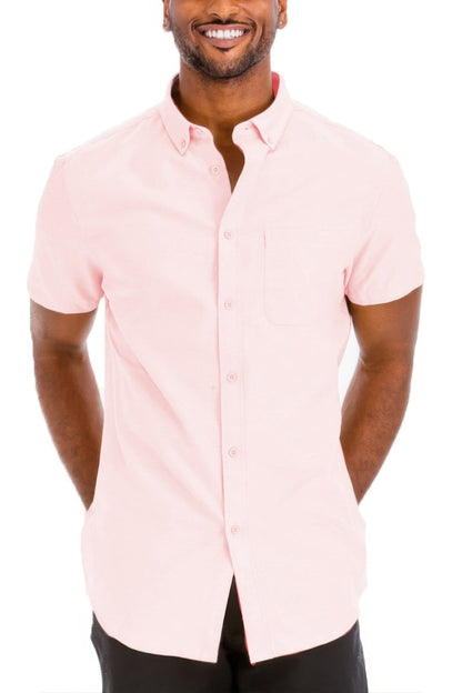 Men's Casual Short Sleeve Solid Shirts - ZumBuys