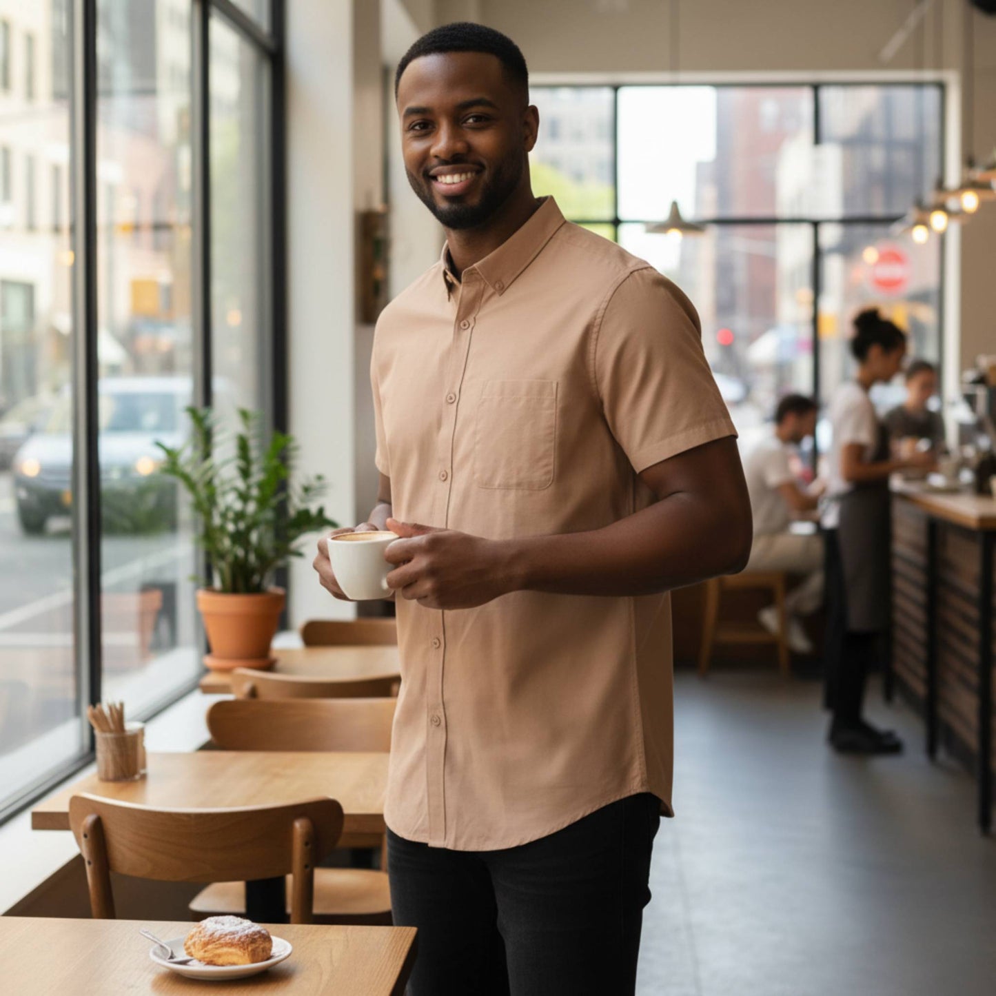 Men's Casual Short Sleeve Solid Shirts - ZumBuys