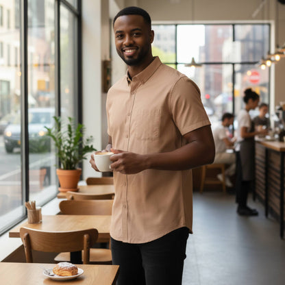 Men's Casual Short Sleeve Solid Shirts - ZumBuys