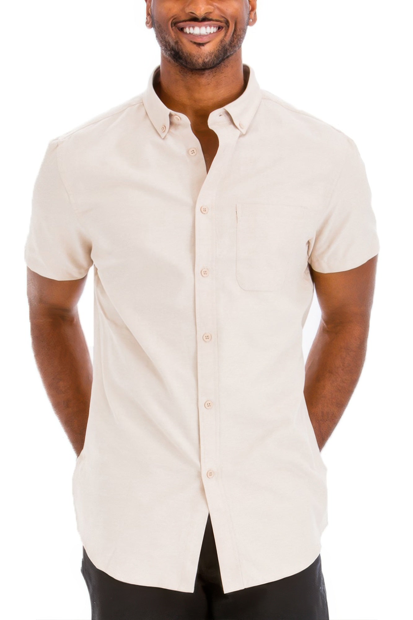 Men's Casual Short Sleeve Solid Shirts - ZumBuys