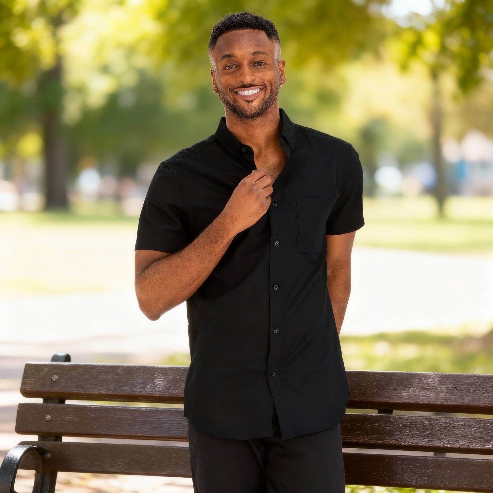 Men's Casual Short Sleeve Solid Shirts - ZumBuys