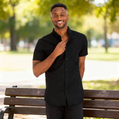 Men's Casual Short Sleeve Solid Shirts - ZumBuys