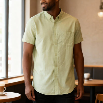 Men's Casual Short Sleeve Solid Shirts - ZumBuys